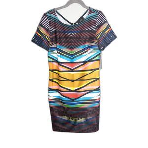 NWT Maia Multicolor Mini Short Sleeve Dress Size 10 Stretch Art to Wear Modern